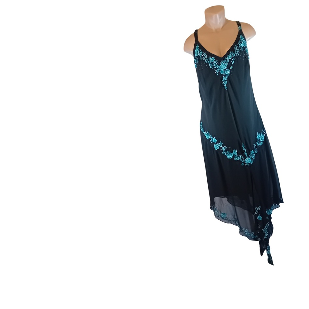 Vintage 90s R&M Richards Plus Size Cocktail Dress Formal Floral Embroidered 22W - Picture 2 of 16